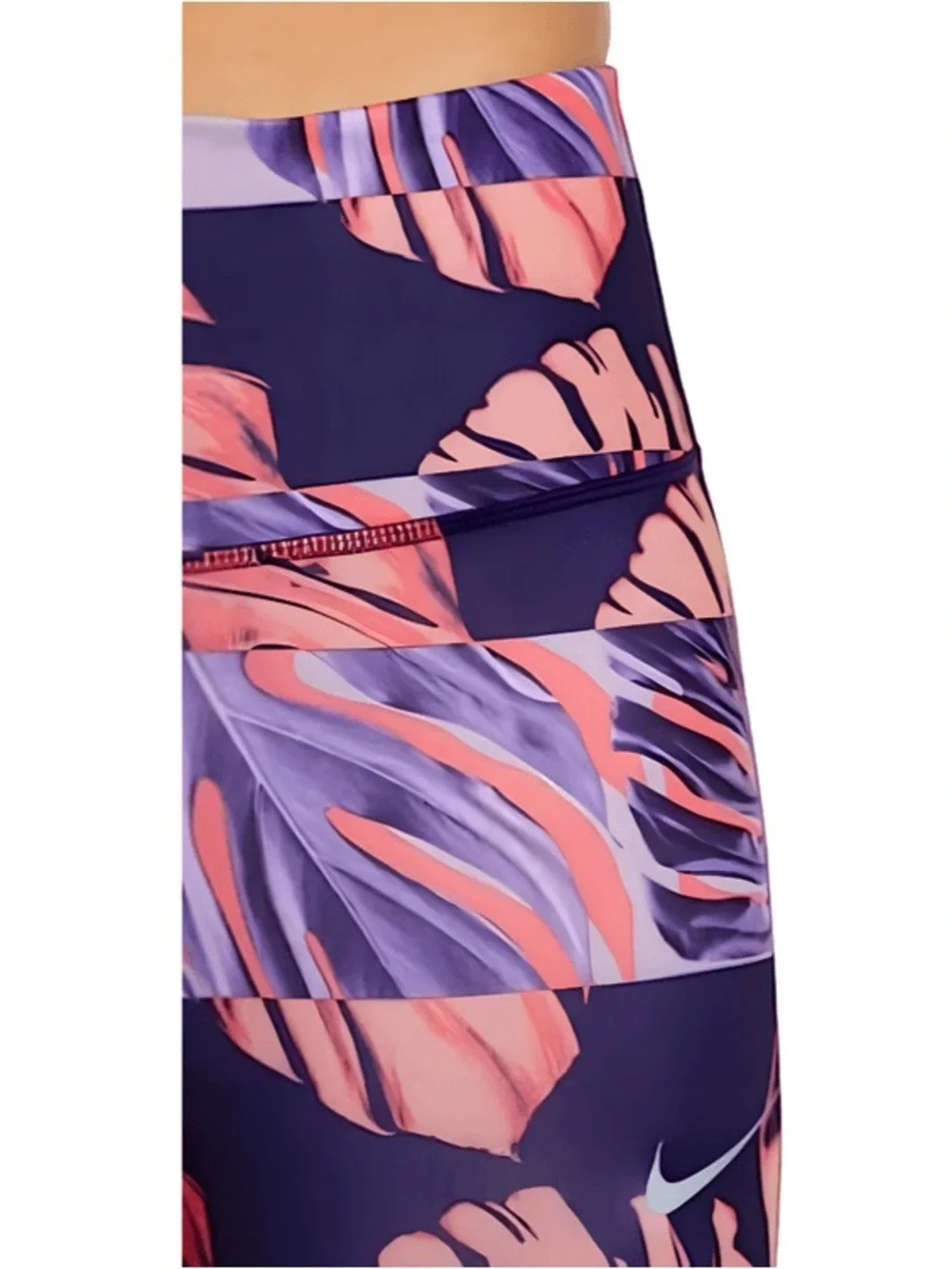 Nike DRI-FIT Fast Runway Print Eggplant High Rise Running Tights XS